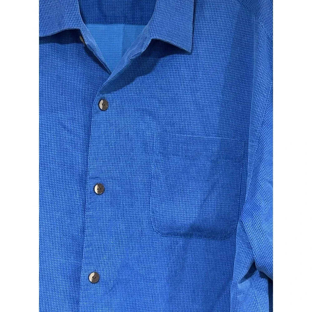 Tommy Bahama 100% Silk Men’s Shirt  Short Sleeve Button Down Blue 2XL Camp Shirt